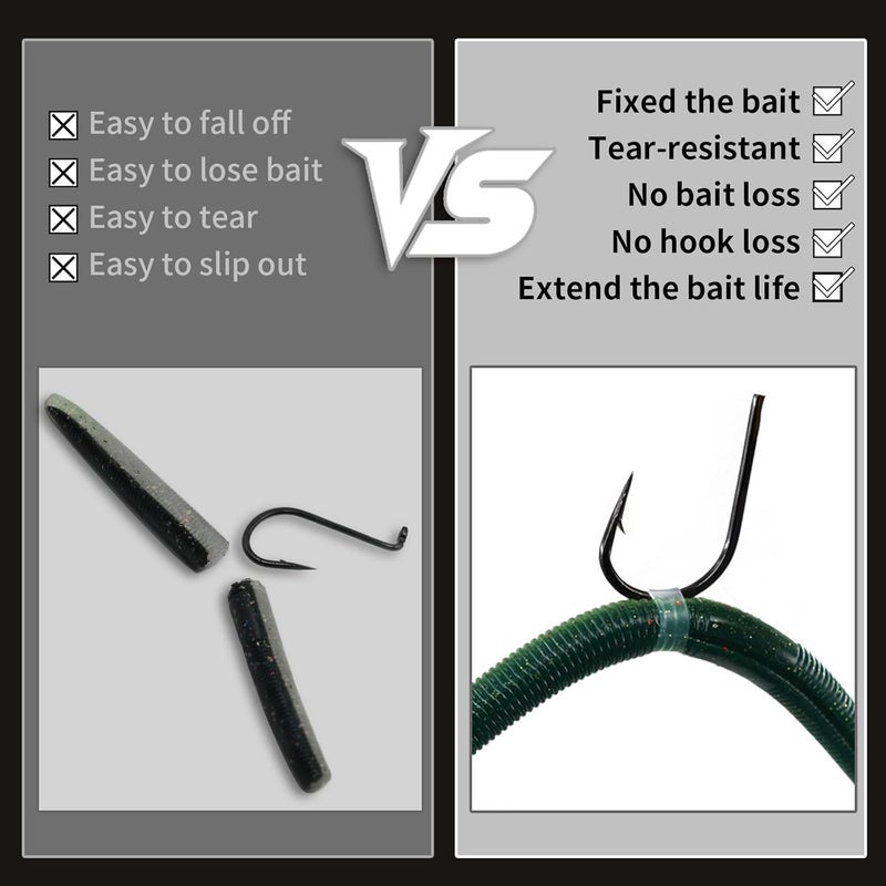 FishTrip 200/210pcs Wacky Worm O-Rings for Wacky Rigging Senkos Soft Plastic Worms Stickbaits, Silicone Bait Saver O-Rings for Bass Fishing Wacky Rig or Neko Rig - Image 3